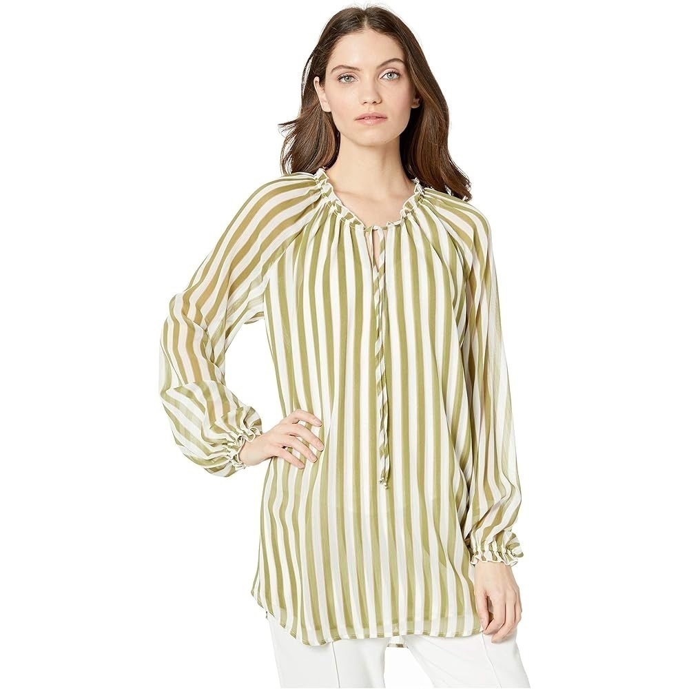 NWT Show Me Your Mumu Charlene Tunic Oversized Blouse Striped Green White Small